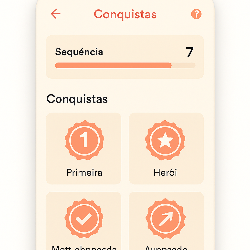 Tela do sistema gamificado com medalhas